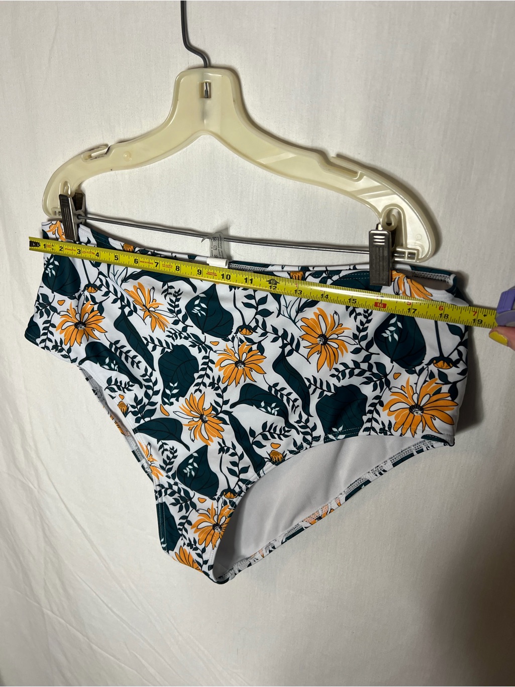 Urban Planet Floral High-Waist Bikini Bottoms - White, Teal & Mustard — image 4 of 7